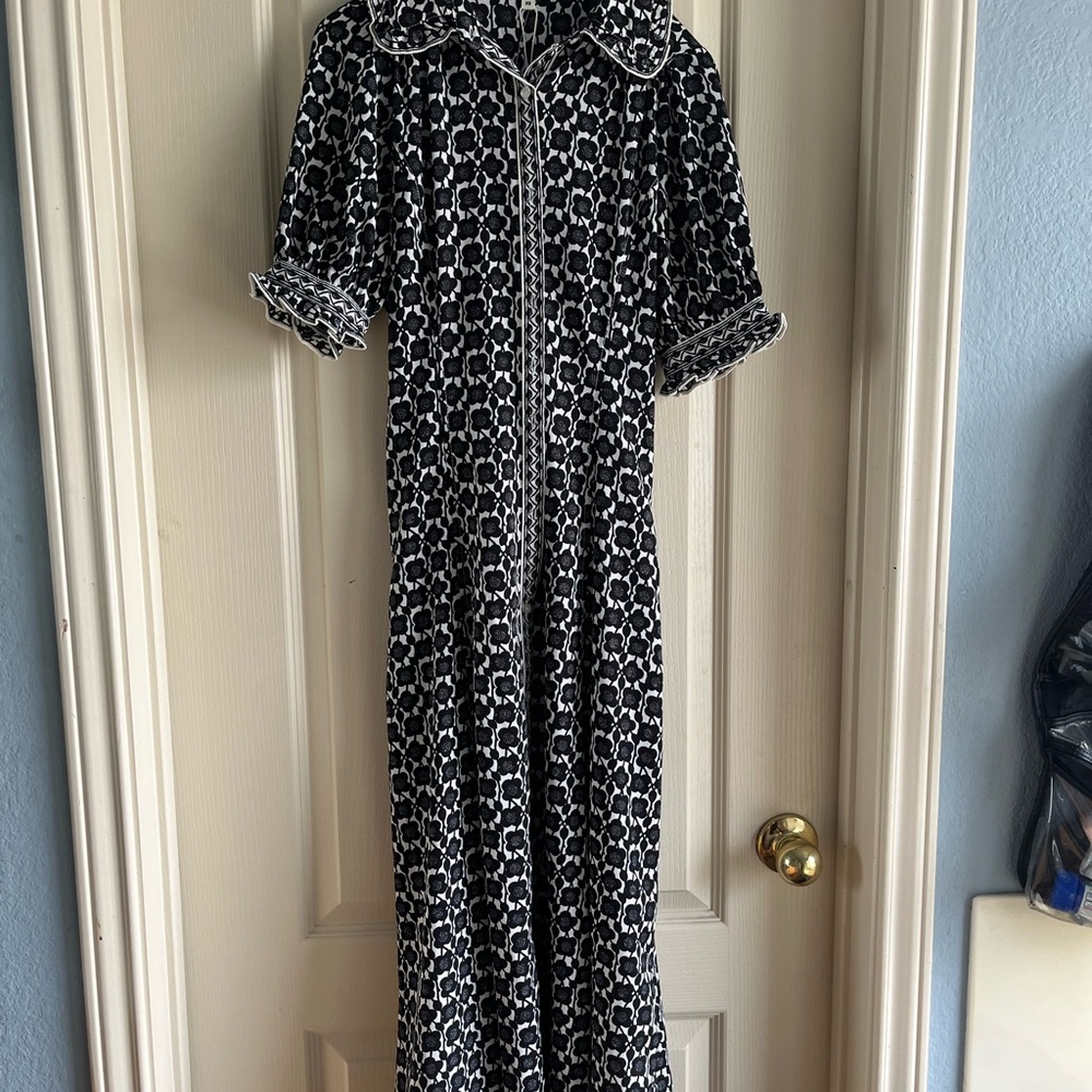 Black and White Patterned Long Dress